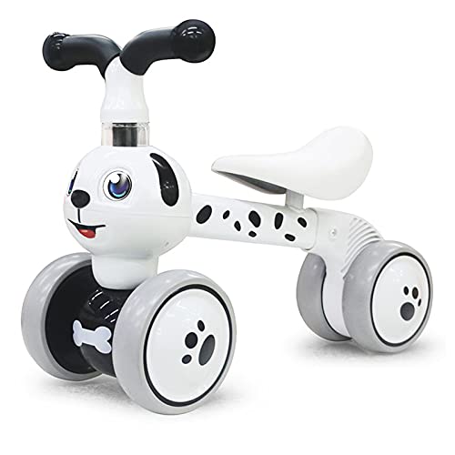 Baby Balance Bikes for 1 2 3 Year Old Boys Girls, Riding Toys for 10 - 36 Month Toddler | No Pedal Infant 4 Wheels Baby Bicycle | Best First Birthday New Year Holiday (Dog)